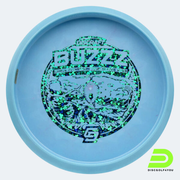 Discraft Buzzz Chris Dickerson Tour Series 2023 in hellblau, im ESP Kunststoff und bottomprint Spezialeffekt