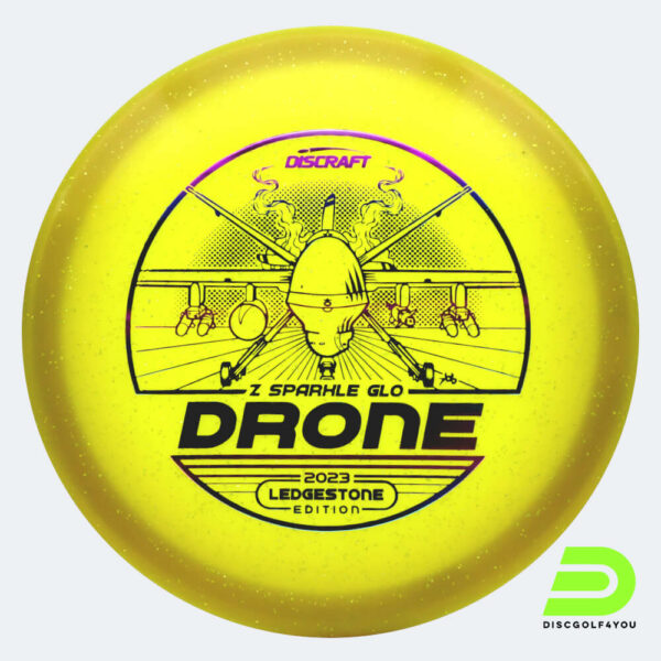 Discraft Drone 2023 Ledgestone Edition in gelb, im Z Sparkle Glow Kunststoff und glow Spezialeffekt