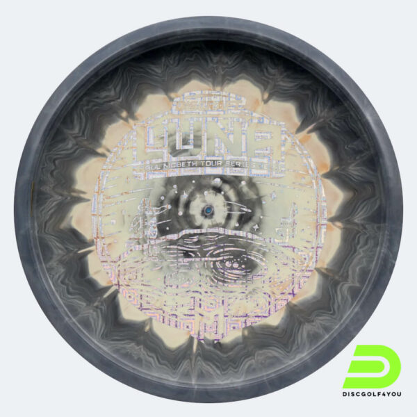 Discraft Luna - Paul McBeth Tour Series 2023 in grau, im ESP Kunststoff und bottomprint/burst Spezialeffekt