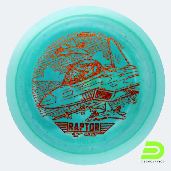 Discraft Raptor 2023 Ledgestone Edition in türkis, im ESP Sparkle Kunststoff und burst Spezialeffekt