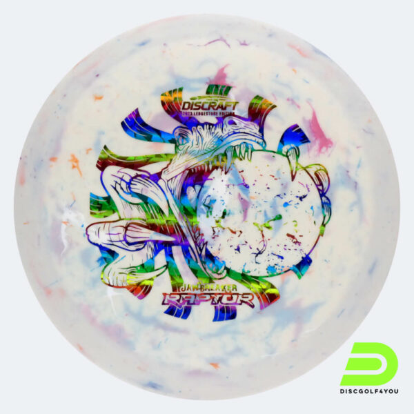 Discraft Raptor 2023 Ledgestone Edition in weiss, im Jawbreaker Kunststoff und burst Spezialeffekt