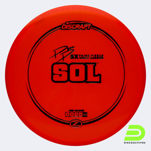 Discraft Sol - Paige Pierce Signature Series in rot, im Z-Line Kunststoff und ohne Spezialeffekt